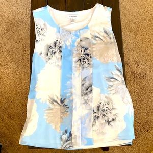 Sleeveless Calvin Klein Blue Floral Top
